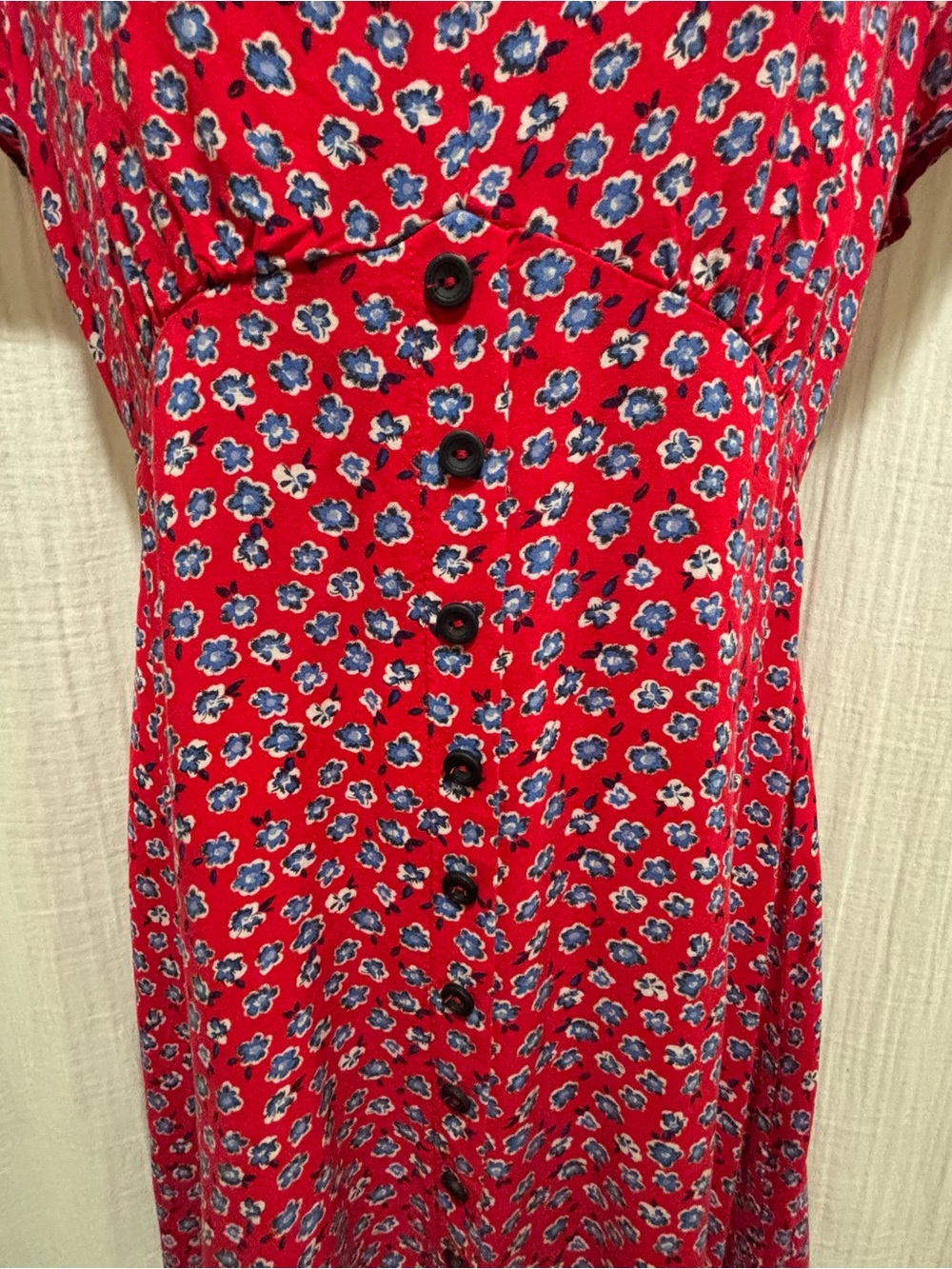 Y2K Mason & Belle Medium Lyla Button up Detail floral red Dress. Size M - Picture 3 of 5